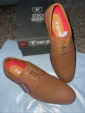 Stacy Adams Tan Brown Lace-Up Oxfords